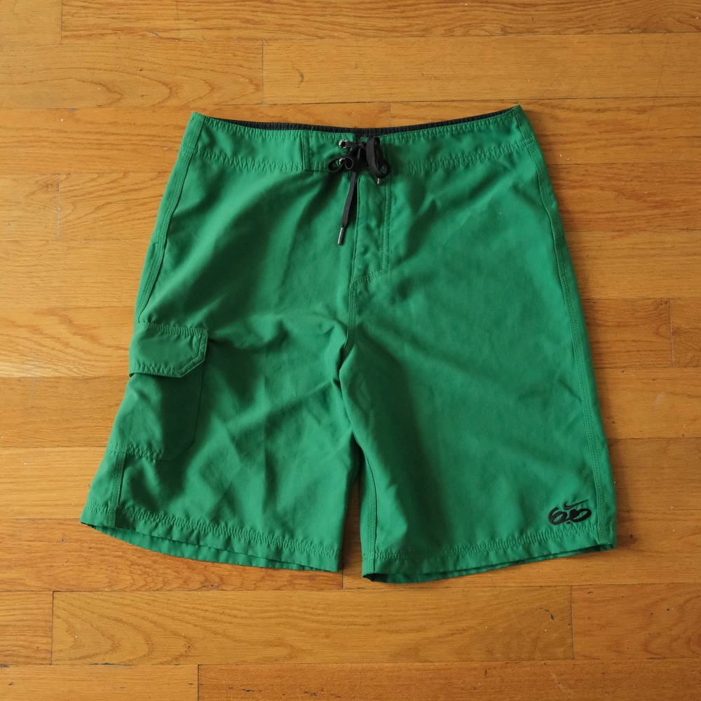 Nike 6.0 Board Shorts Mens Green Cargo Pocket Y2K Surf Swim Trunks 32 Sport